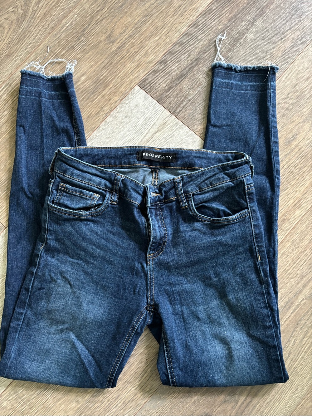 Prosperity Women's Indigo Skinny Jeans with Frayed Hem